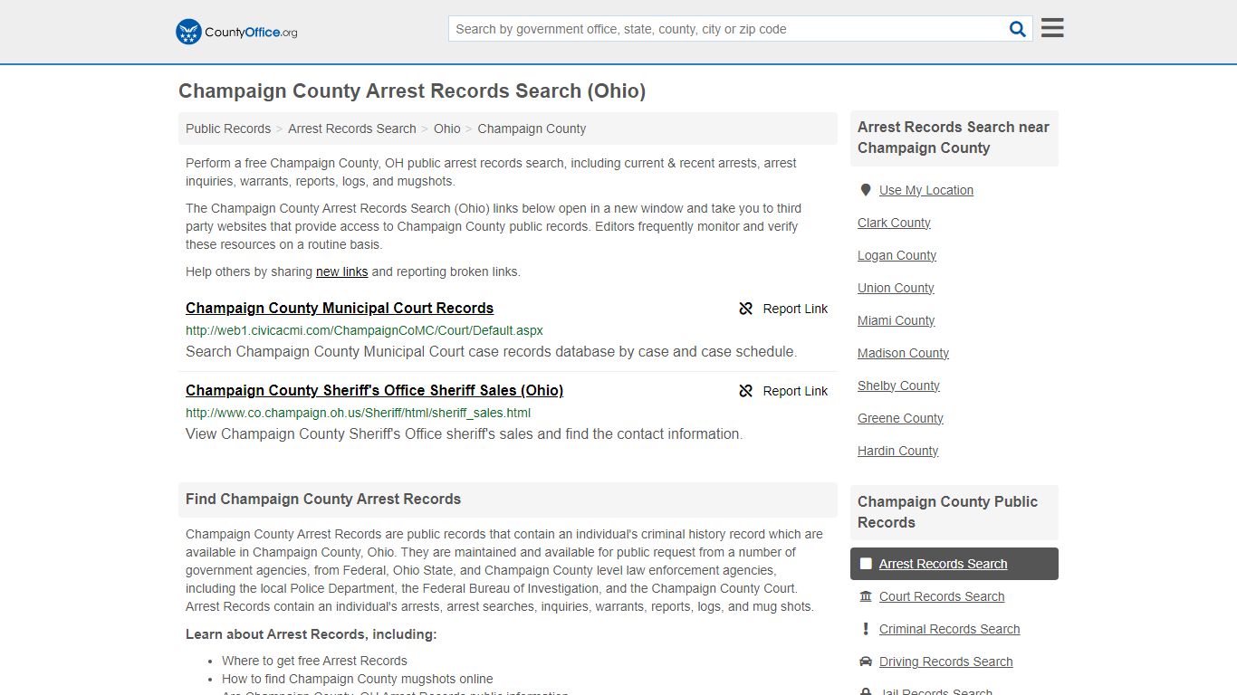 Arrest Records Search - Champaign County, OH (Arrests & Mugshots)